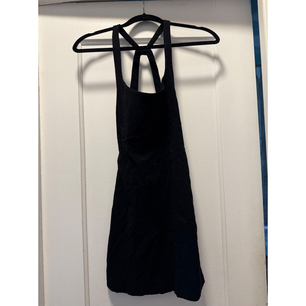Free People Intimately Black Ribbed Strappy Racerback Mini Dress Cutout Womens